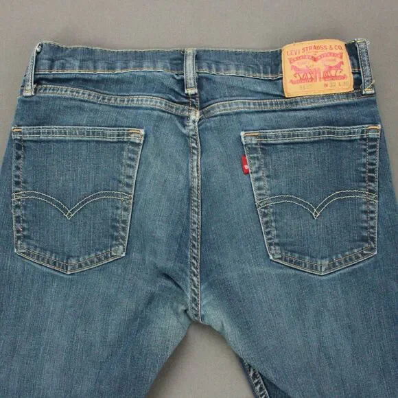 Levis 513 Jeans Mens 33x30 Blue Denim Slim Straight Medium Wash Actual 32x27 - Picture 10 of 11